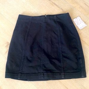 Never worn! Free People Black Denim Skirt